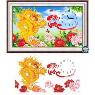 Tranh đính đá chữ phúc đồng hồ df280 86x53cm