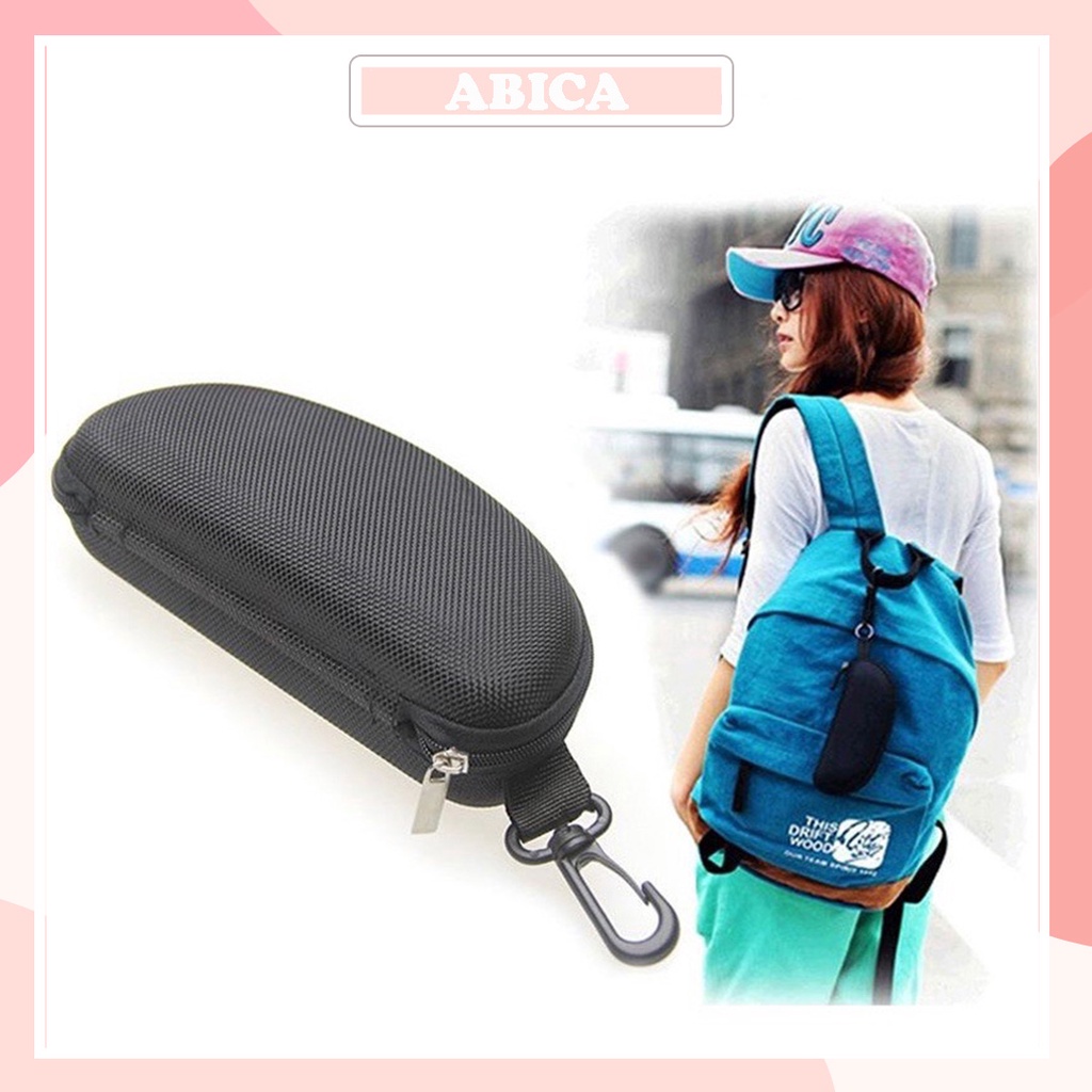 Hộp đựng kính mát kính cận màu đen sức chứa lớn có móc treo nhỏ gọn tiện dụng khi đi du lịch chống bụi bặm trầy xước H02