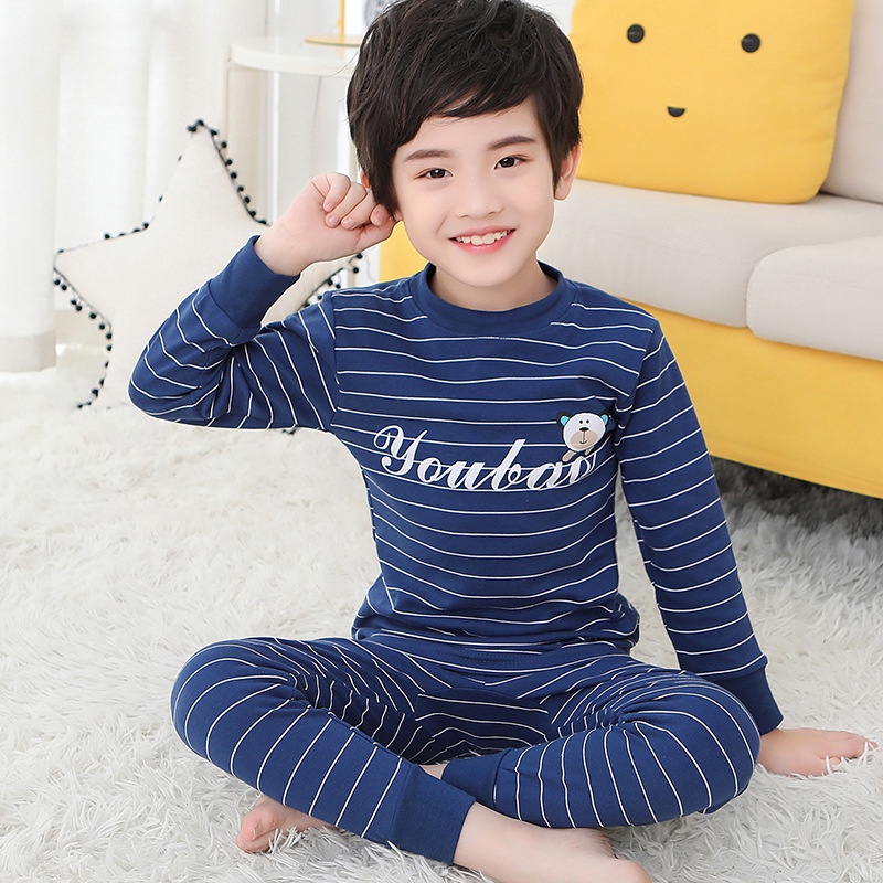 Bộ Đồ Ngủ Cotton Tay Dài 85-155cm Thời Trang Thu Đông Cho Bé