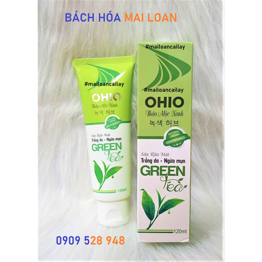 Sữa Rửa Mặt Ohio Green Tea Trắng Da - Ngừa Mụn Thảo Mộc Xanh 120g
