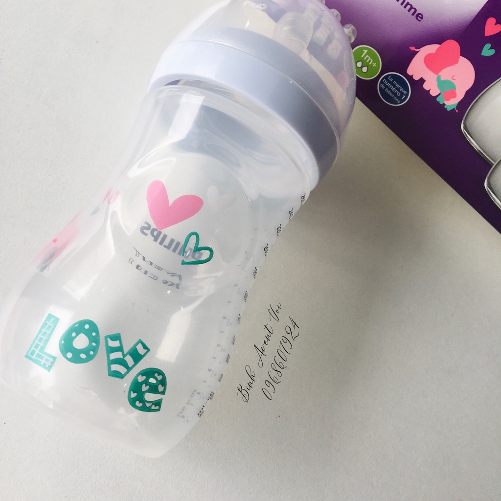 Bình sữa avent natural 260ml cho bé họa tiết xinh xắn