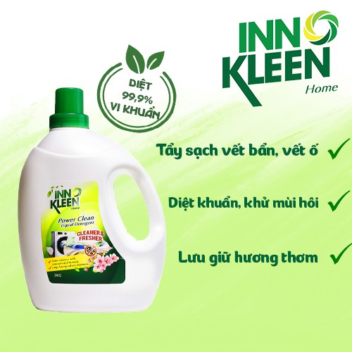 Nước Giặt Innokleen Power 3 Lít Diệt Khuẩn Công Thức Đậm Đặc Làm Sạch Vết Bẩn Lưu Giữ Hương Thơm