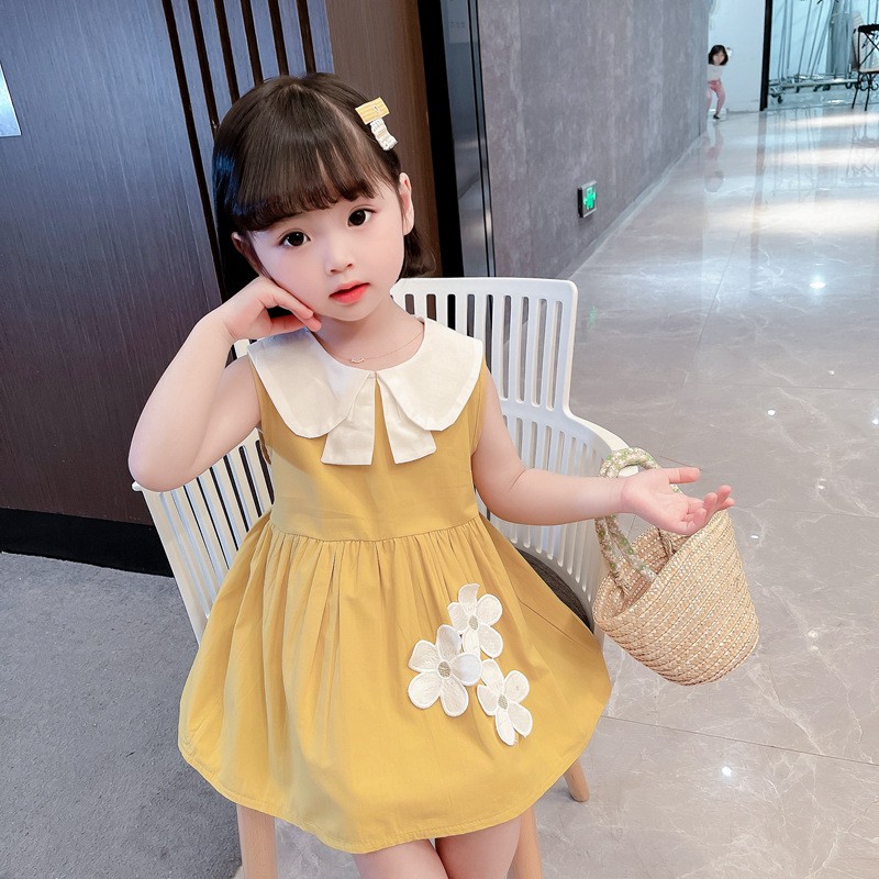 𝐇𝐚̀𝐧𝐠 𝐥𝐨𝐚̣𝐢 𝟏 Váy đầm bé gái mùa hè siêu xinh màu vàng, dáng xoè