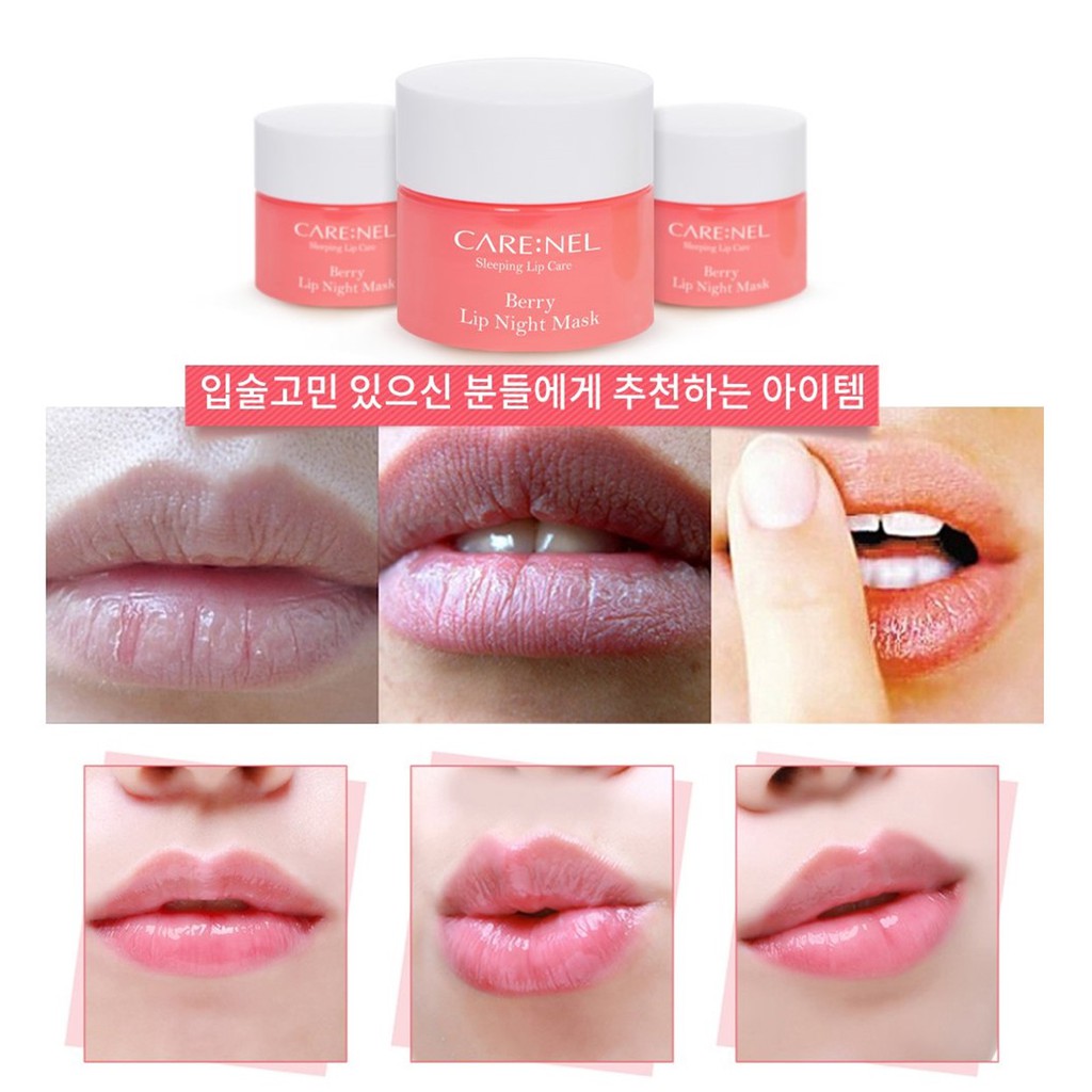 Mặt Nạ Ngủ Môi Dưỡng Ẩm, Căng Bóng Mềm Mịn Hương Dâu Care:nel Berry Lip Night Mask 5g Hồng