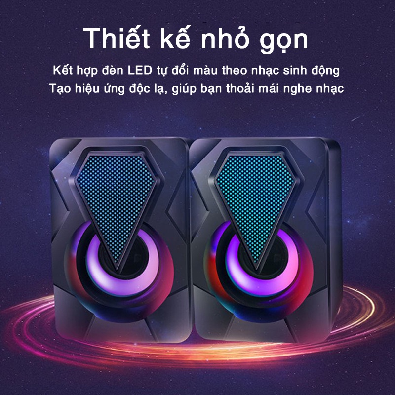 Loa máy tính laptop vi tính mini Y9077 âm Bass hay âm thanh nổi loa di động dùng giắc cắm âm thanh 3.5mm