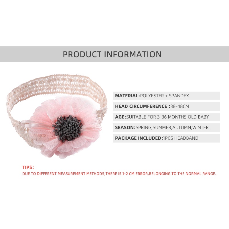 Băng Đô Vải Lưới Co Giãn Thoáng Khí Gắn Nơ Hoa Lớn Dành Cho Bé