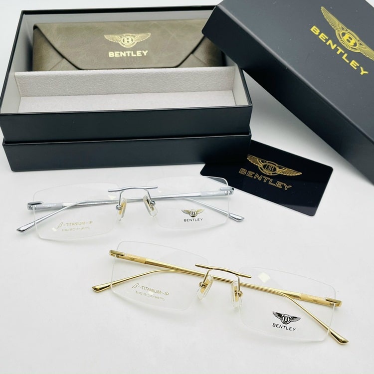 Gọng Kính Cận Kim Loại, Titanium, Kính khoan không viền, Kèm Full Box,Bảo hành 12 tháng - donghokinhmat168