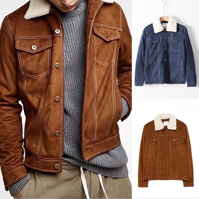 (2 MÀU) ÁO KHOÁC DA LỘN CỔ BẺ ZARA MAN LÓT LÔNG