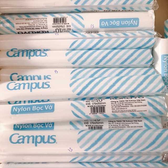 10 cái Bọc bìa sách,vở cấp 2 Campus NT-10-3 (17,9x25,2cm)