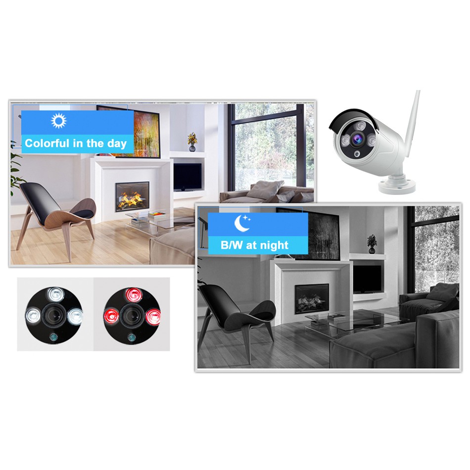 Bộ 4 Camera KIT Wifi Thân 3 Led Ngoài Trời Dùng Phần Mềm Xmeye+ Ổ Cứng 1T