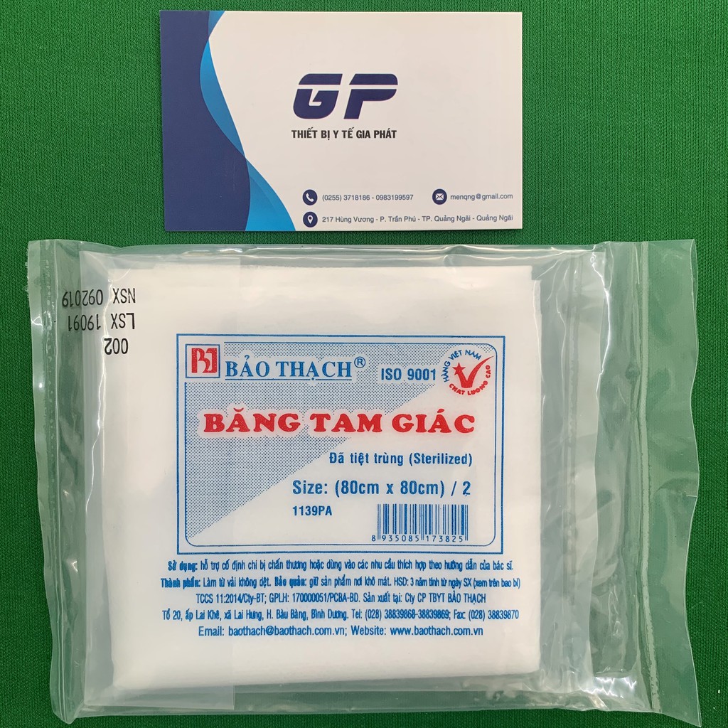 BĂNG GẠC TAM GIÁC TIỆT TRÙNG BẢO THẠCH 80X80CM DATE MỚI