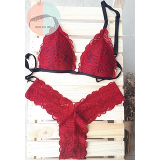Bộ đồ lót Bralette Đỏ Bông không gọng, mút mỏng