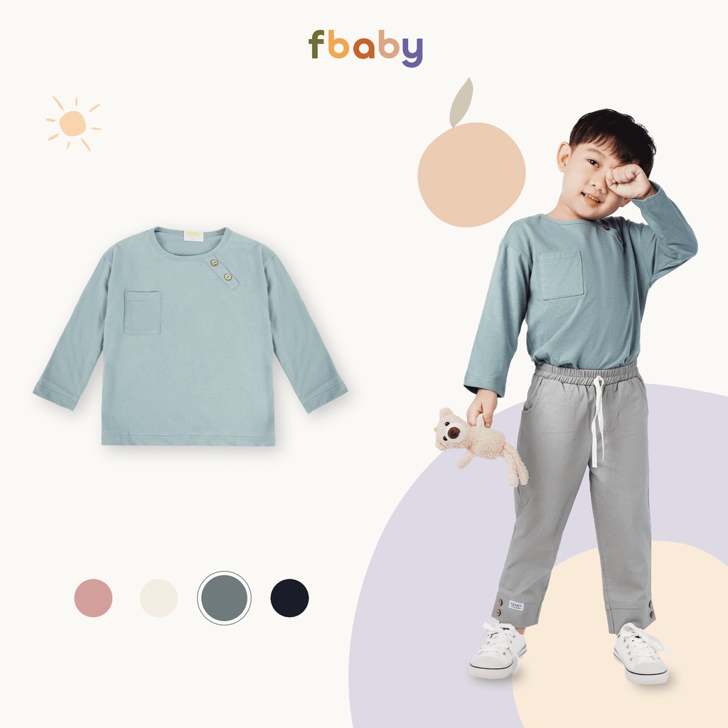 Áo dài tay bé trai/bé gái cổ trụ 2 cúc chéo Fbaby  FA002