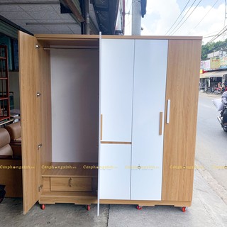 Tủ quần áo, tủ áo 5 cánh mở, có ngăn hộc để đồ đa năng, gỗ cn MDF, CPX-T24