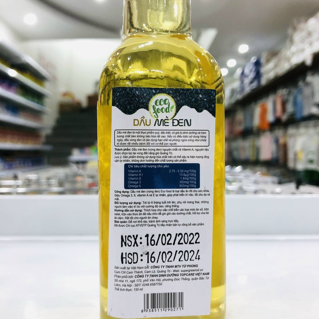 Dầu Mè Đen Ăn Dặm Dinh Dưỡng Eco Food Cho Bé Từ 6 tháng 60ML - 150ML