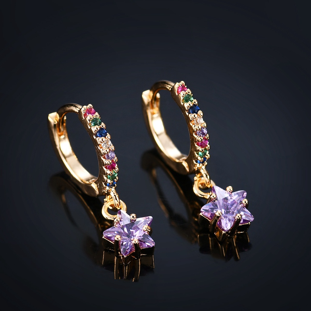 Bông Tai Hình Ngôi Sao Đính Đá Zircon Đơn Giản Thời Trang Âu Mỹ