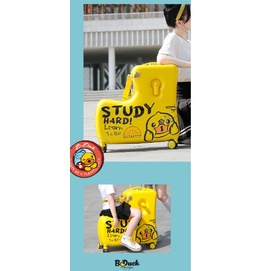 [Hàng Sẵn mới về] Vali Du lịch Vịt kéo B.duck  Study Hard Chính hãng kiêm xe ngồi cho bé
