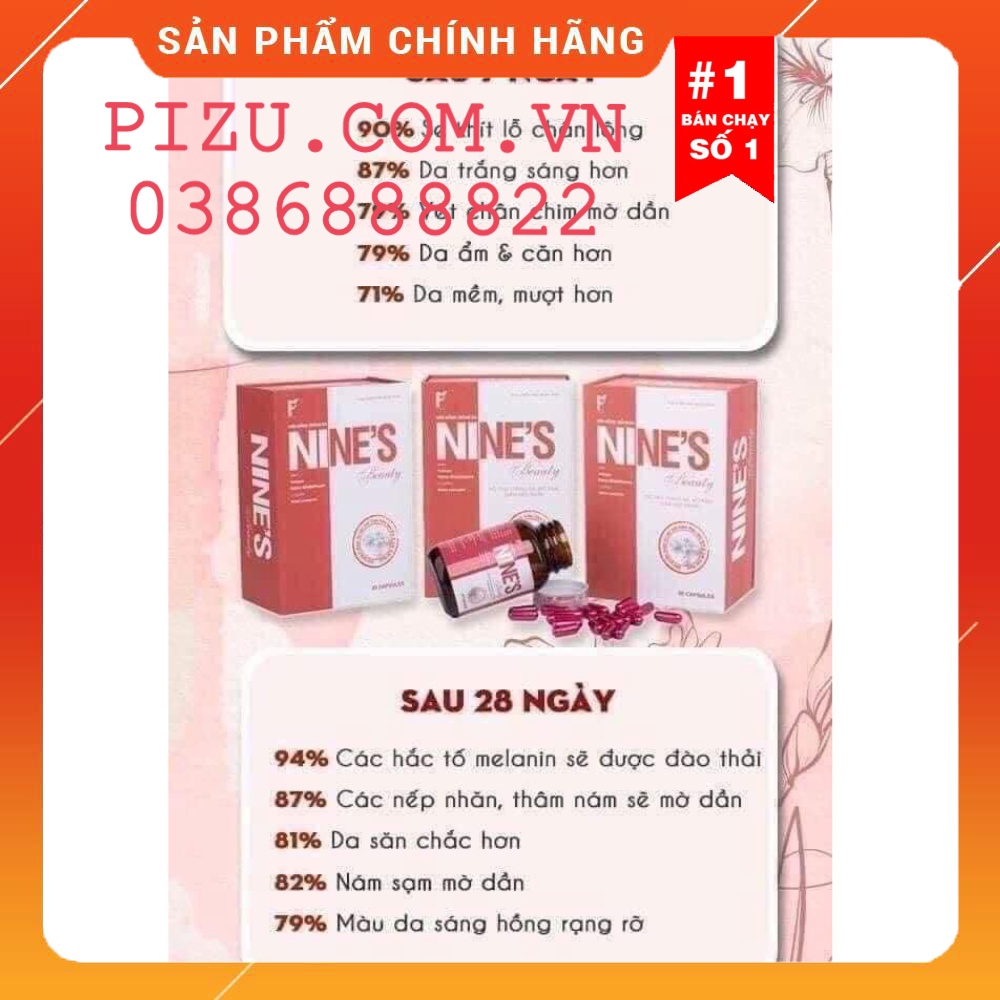 Viên Uống Nines Beauty Trắng Da, Mờ Nám, Giảm Nếp Nhăn Chính Hãng