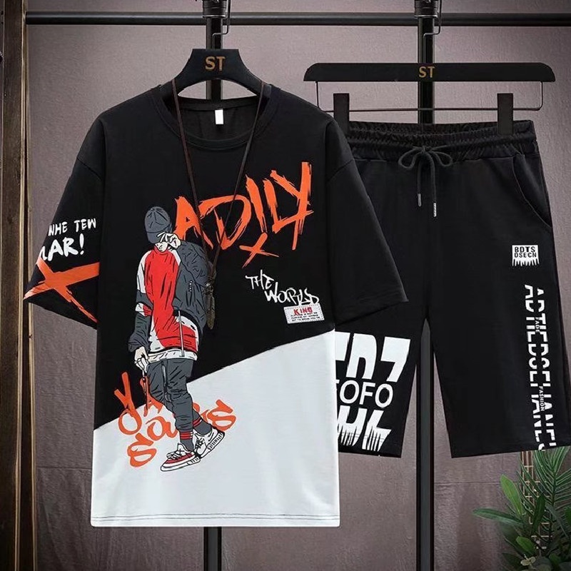 Áo Thun Tay Ngắn Dáng Rộng In Họa Tiết Thời Trang Mùa Hè Cho Nam Size M-5XL