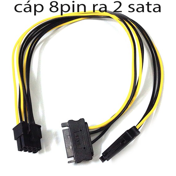 Cáp chuyển đổi nguồn 2 sata sang molex 8 pin cho card độ hoạ 20cm