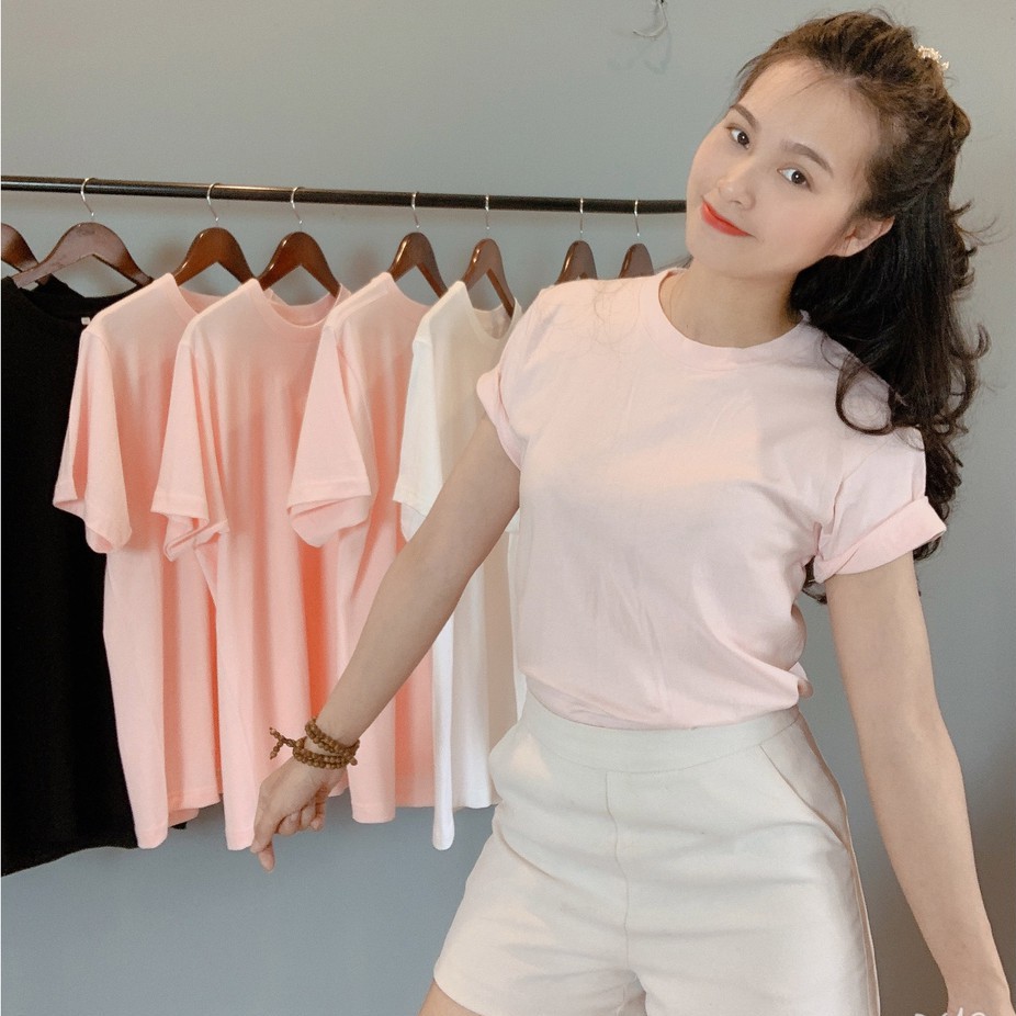 Áo phông cotton IMME hàng xuất khẩu Nhật Bản cao cấp phông trơn màu trắng đen cho nam nữ regular fit LA01