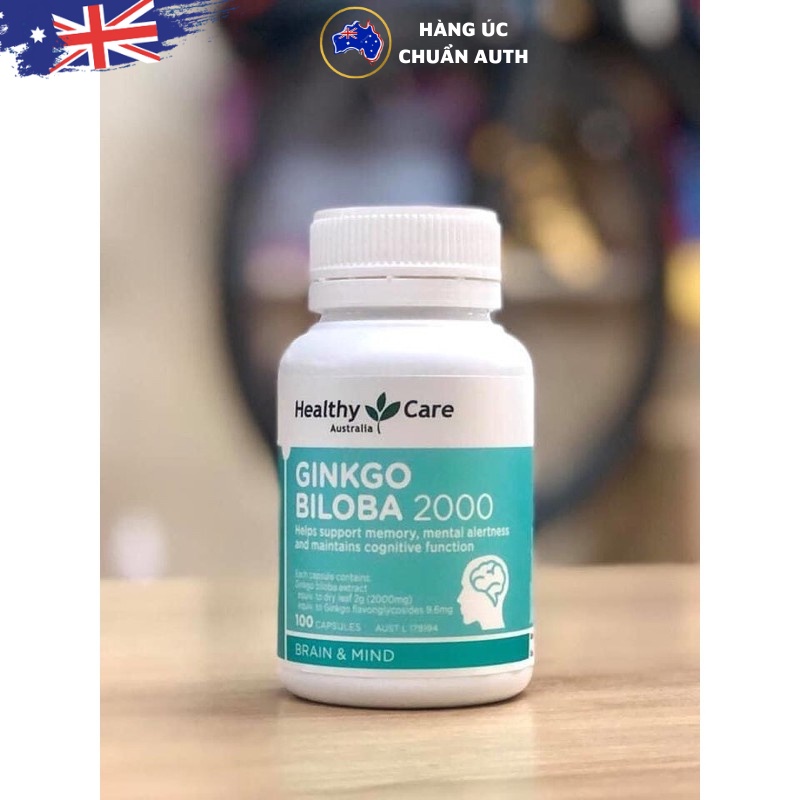 Viên uống bổ não Úc Healthy Care Ginkgo Biloba 2000mg 100 viên