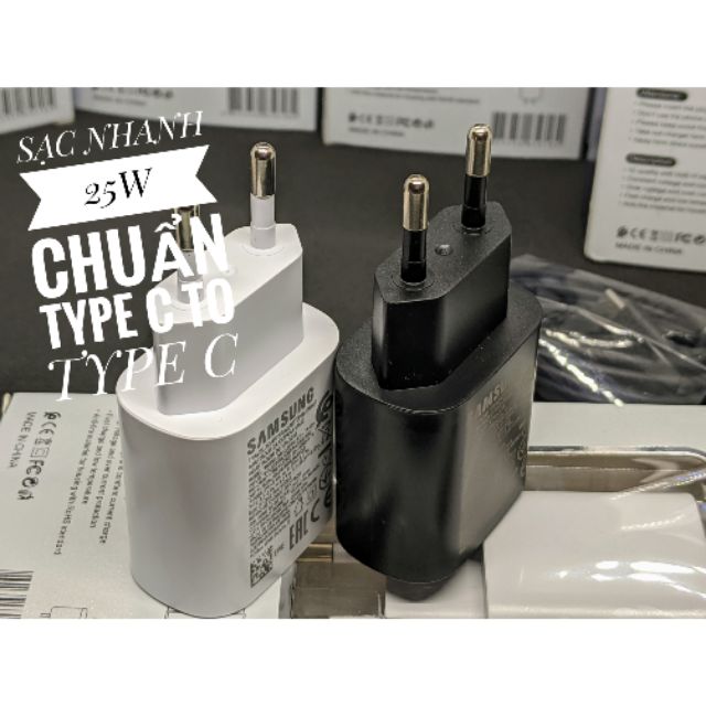 Trọn bộ Sạc nhanh 25W, CHUẨN PD Type C to Type C sạc nhanh cho SamSung, LG, HTC, Xiaomi, Sony, PIXEL, iPhone