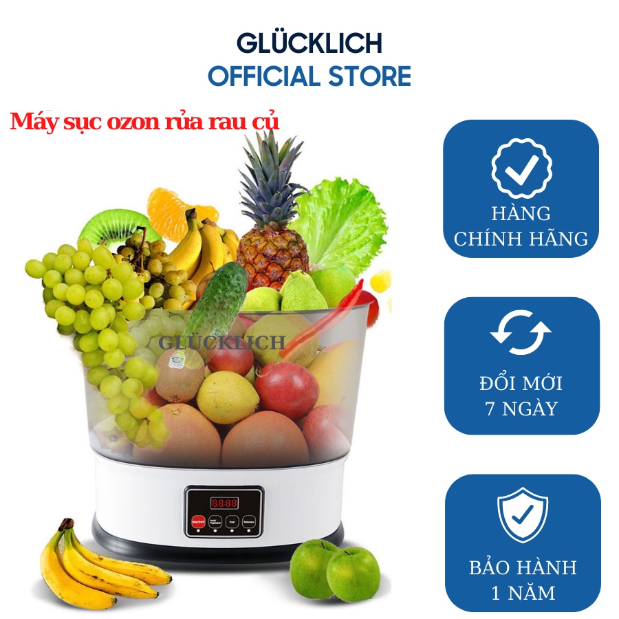 Máy rửa rau củ GLUCKICH 10L - Khử Trùng Thực Phẩm Rau Củ Quả, Các Loại Thịt, Thủy Hải Sản