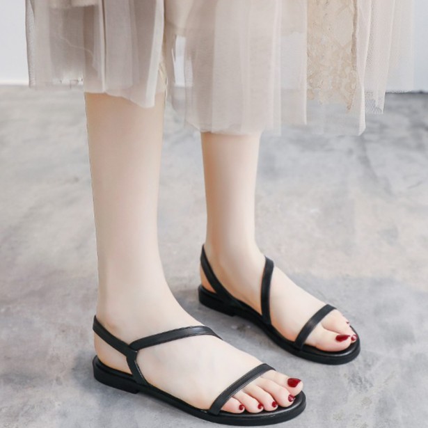 Giày sandal đế phẳng mũi tròn thiết kế quai đan  thoải mái thời trang cho nữ mã XKS37