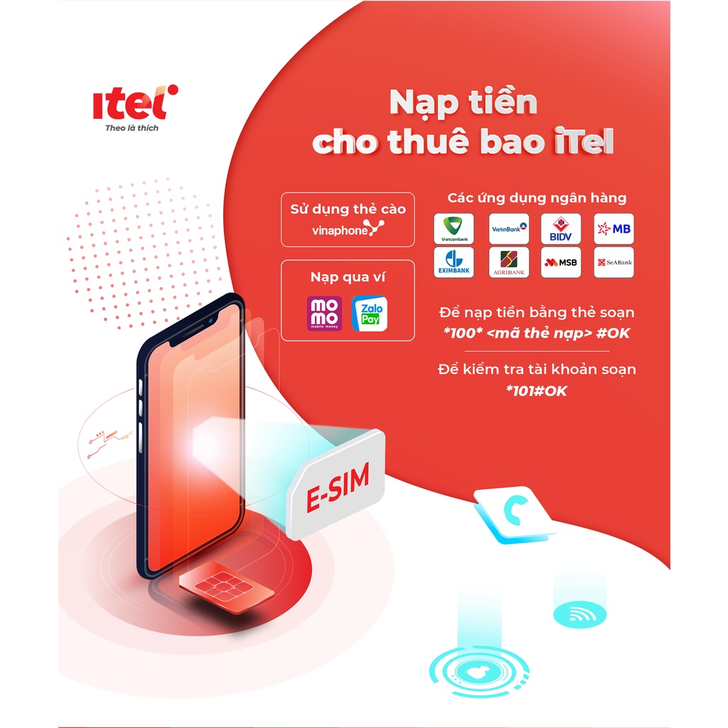 Sim eSim 4G 3G Data vào mạng Vina Itelecom dùng cho điện thoại dcom May 77 3gb/ngày 1000p nội mạng miễn phí tháng đầu