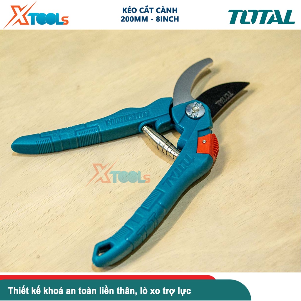 Kéo cắt cành TOTAL THT0201, kích thước 8inch-200mm, lưỡi kéo được làm từ thép carbon 55# cực sắc bén- CHÍNH HÃNG- XTOOLS