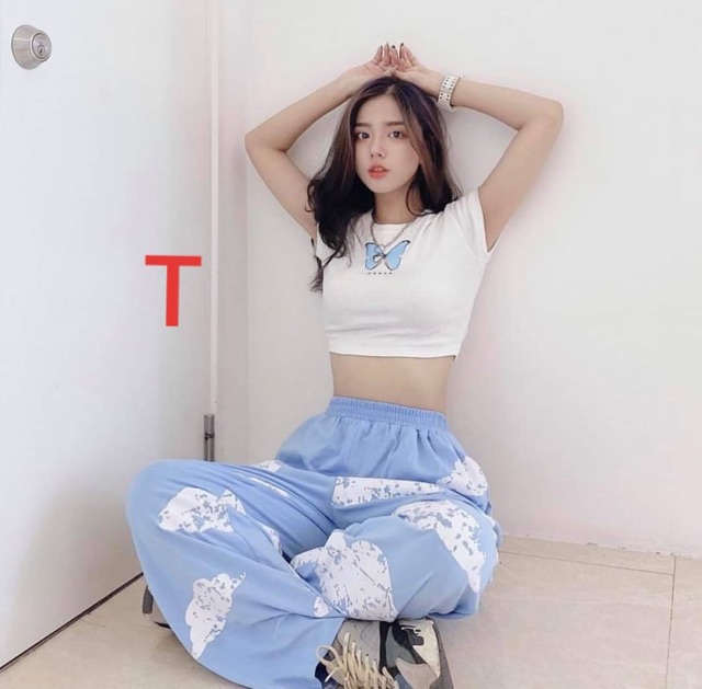 Áo crt bozip in bướm xanh TTD359