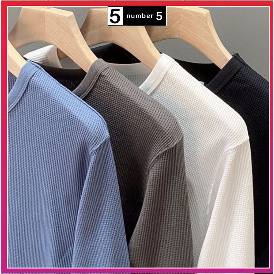 Áo Thun Nam Tay Dài, Áo Phông Nam Trơn Cổ Tròn Dài Tay Cotton Tổ Ong [DTO]