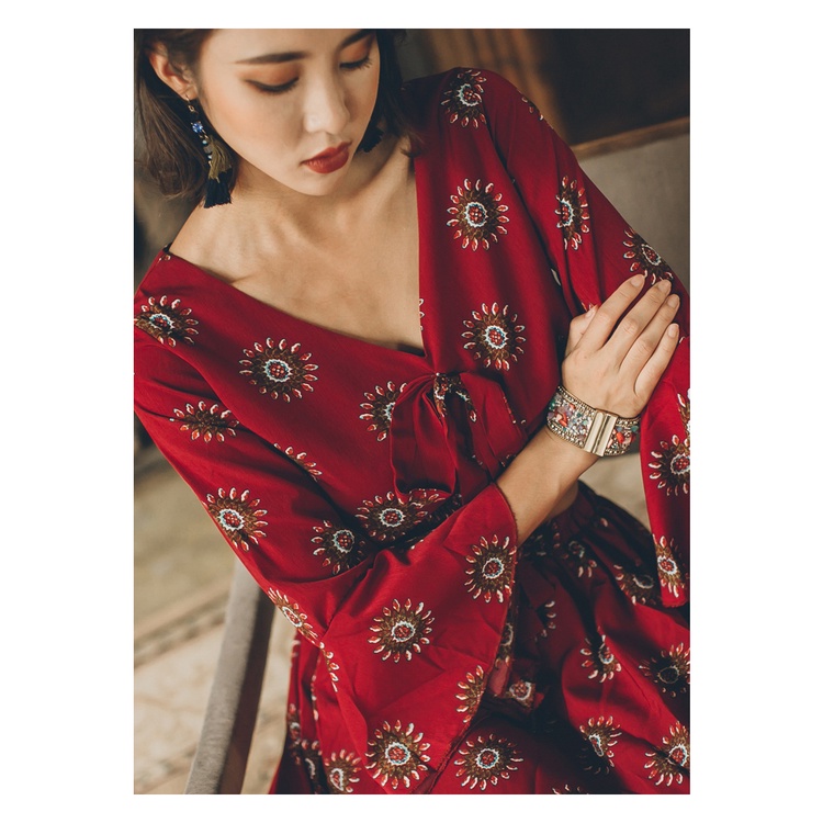 Váy boho dáng xòe đi biển chụp ảnh siêu đẹp