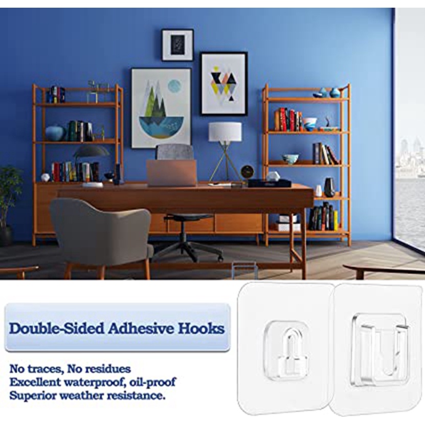 1 Cặp Móc Treo Đồ Dán Tường Trong Suốt Hai Mặt Có Giác Hút Chắc Chắn