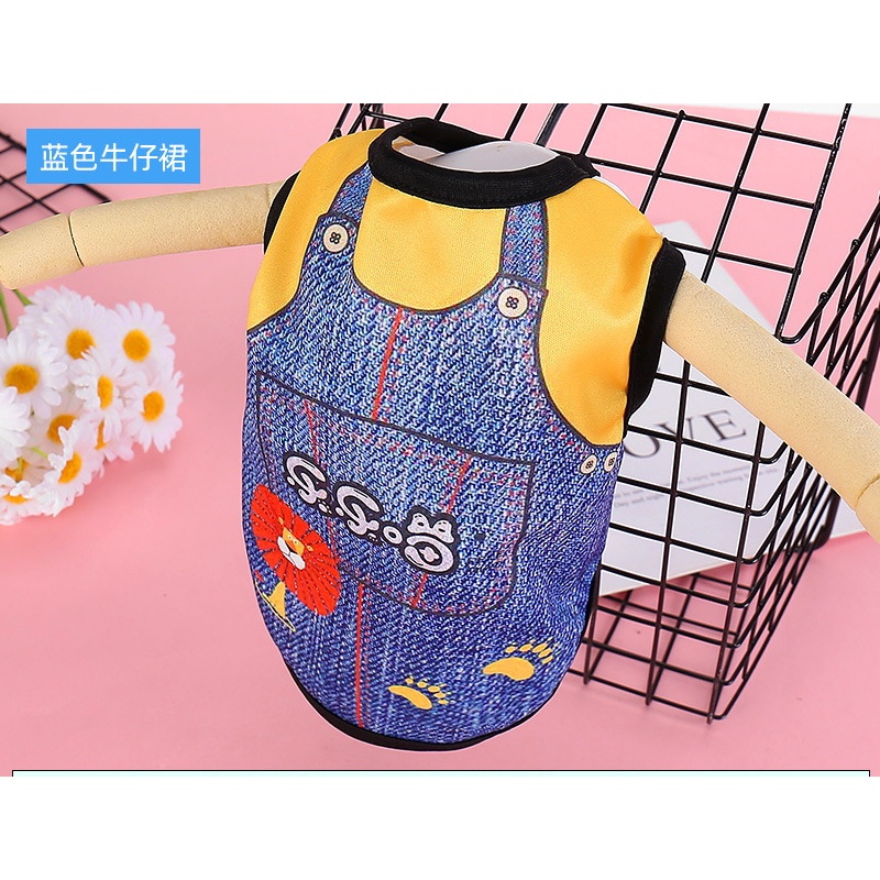 Áo không tay in họa tiết hoạt hình thoáng khí thời trang mùa hè dành cho thú cưng