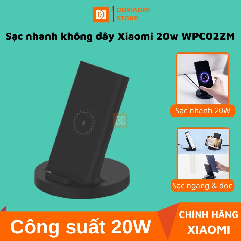 Sạc nhanh không dây Xiaomi 20w WPC02ZM - hỗ trợ sạc đứng theo phương ngang lẫn dọc vô cùng tiện lợi - Thiết kế độc đáo