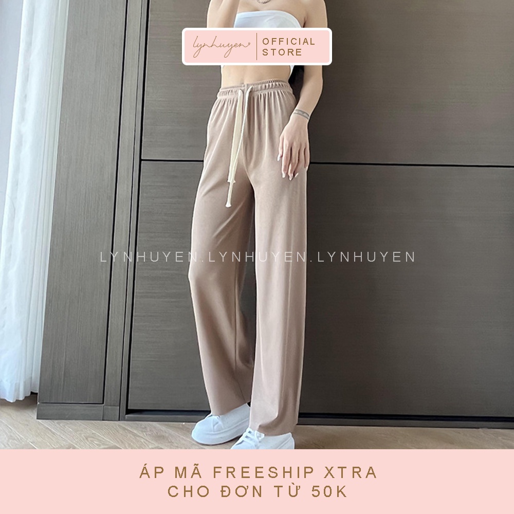 Quần Ống Rộng Suông Nữ Lưng Cao Thun Tăm Mịn Lynhuyen Q013