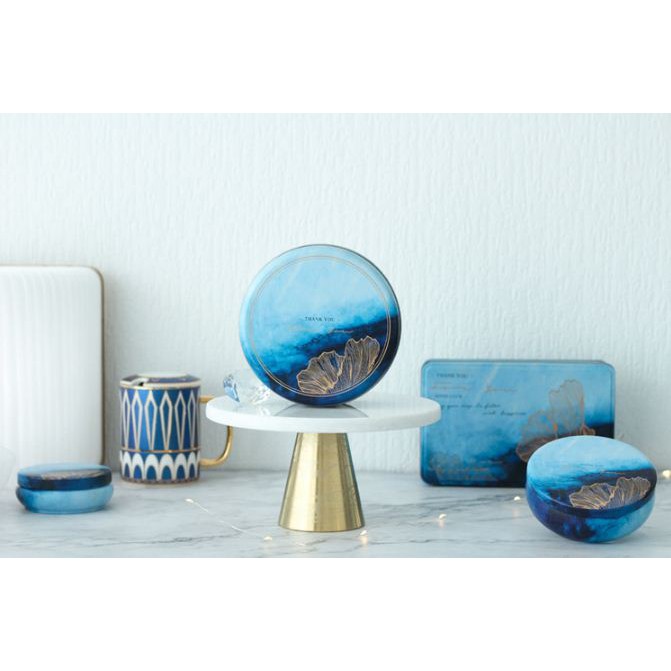 Hộp thiếc tròn đựng bánh loại 17cm kèm túi