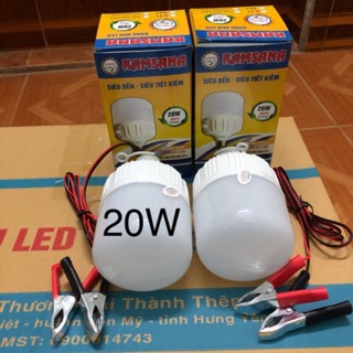 Bộ 2 bóng đèn led 20w/12v- kẹp bình ắc quy.