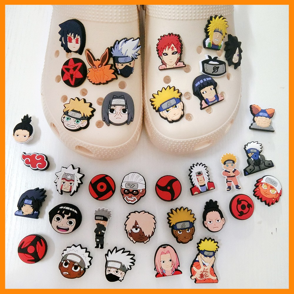 Ghim cài trang trí giày đục lỗ bằng PVC cotton hình anime Naruto ngẫu nhiên đáng yêu
