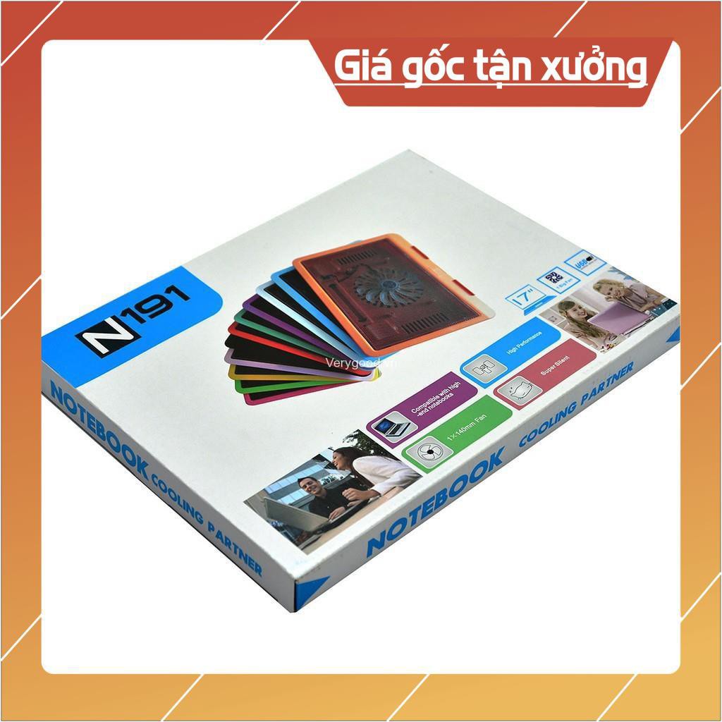 Đế tản nhiệt Laptop Cooling Pad N191 - 14 inch, cực mát, đèn led, đế nghiêng 15 độ [Được Xem Hàng]
