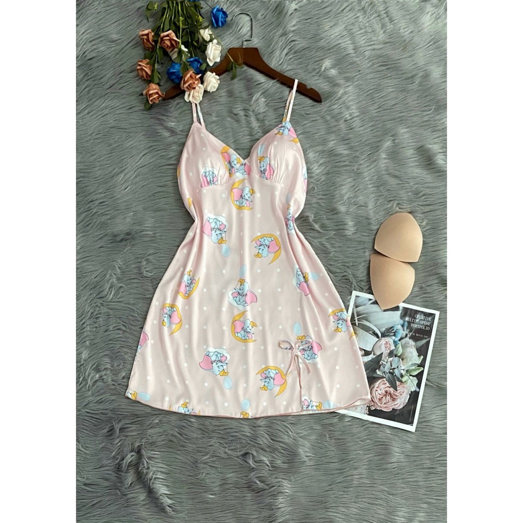 Váy ngủ hai dây lụa latin hoạ tiết siêu ngọt ngào | BigBuy360 - bigbuy360.vn