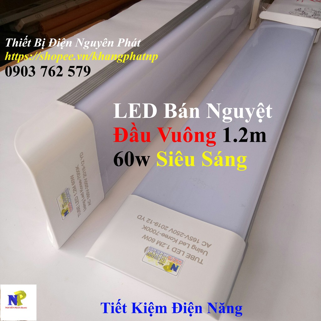 Tuýp LED Bán Nguyệt Đầu Vuông 1.2m 60w Siêu Sáng Tiết Kiệm Điện Năng