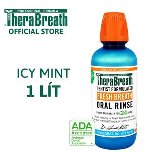 (1 Lít) Nước súc miệng TheraBreath vị Icy Mint chai xanh dương - Nhận biết hiệu quả ngay sau lần dùng đầu tiên