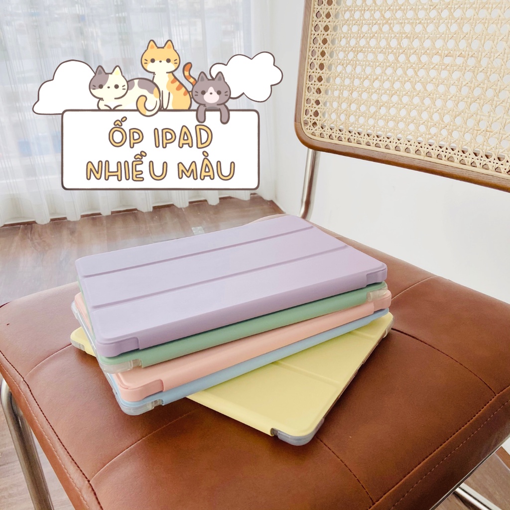 [Tặng Sticker] Ốp Bao Da Máy Tính Bảng Nhiều Màu Mặt Sau Trong Suốt