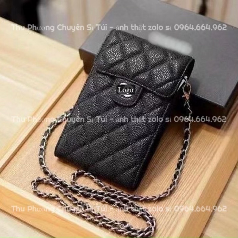 Túi Đeo Chéo Nữ, Túi Đựng Điện Thoại Đính Logo Chất Da Hạt Siêu Đẹp