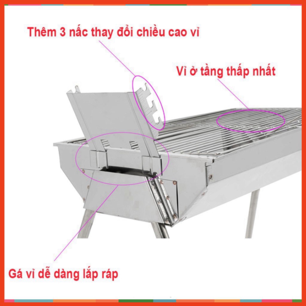 Lò nướng than thay đổi chiều cao vỉ TopV VCL, bếp nướng than hoa ngoài trời, than không khói, nướng thịt