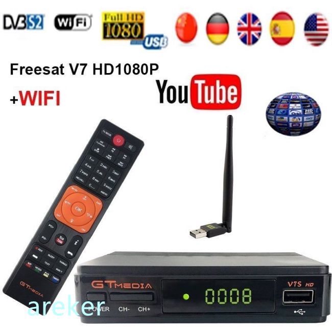 Đầu Thu Tín Hiệu Vệ Tinh V7S Hd Fta Dvb-S2 / S Hỗ Trợ Bisskey 1080p