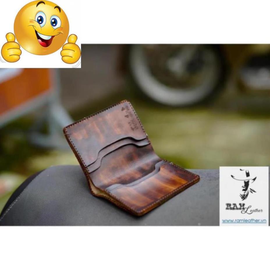 VÍ RAM DA BÒ Ý MÀU CHOCOLATE BẢN 2020 – DÁNG ĐỨNG - HÀNG CHÍNH HÃNG RAM LEATHER .